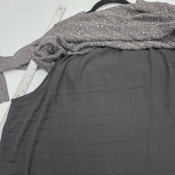 Apt. 9 Sweater Womens XL Gray Sequin Knit Asymmetrical Hem Layered Long Sleeve - Picture 11 of 11